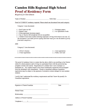 Proof of Residency - Five Town S