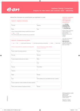 Business Energy Connections Application Form