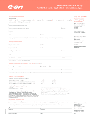 Residential Supply Application - Electricity and Gas
