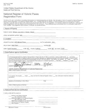 National Register of Historic Registration bFormb laces - hpo ncdcr