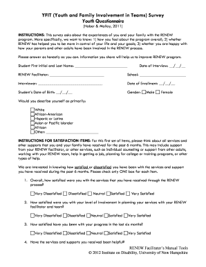 Youth and Family Involvement in Teams Survey