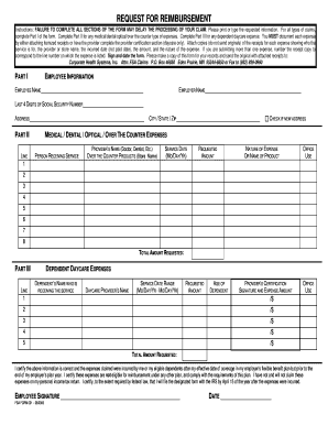 Request for Reimbursement Form