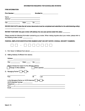 Peer Review Scheduling Form