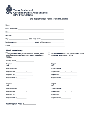 CPE Registration Form