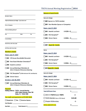 TSCPA Annual Meeting Registration Form