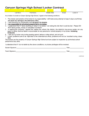 Canyon Springs High School Locker Contract