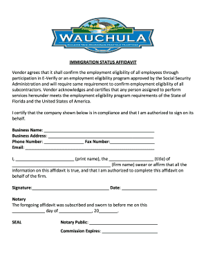 Immigration Status Affidavit
