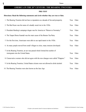 America in the 20th Century: The Roaring Twenties Test
