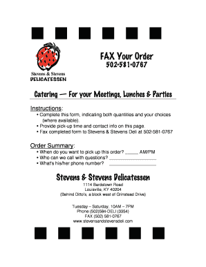 Catering Order Form