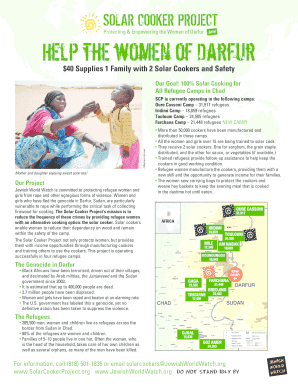 Solar Cooker Donation Form