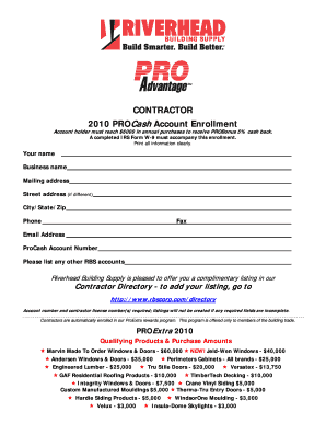 ProCash Account Enrollment Form