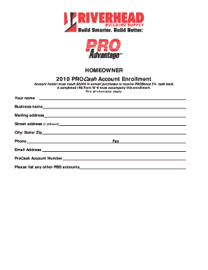 ProCash Account Enrollment Form