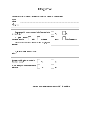 Allergy Form