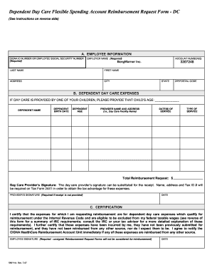 Dependent Day Care FSA Reimbursement Request Form