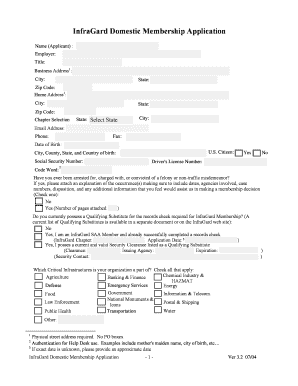 InfraGard Domestic Membership Application