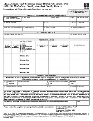 CIGNA Choice Fund R Consumer Driven Health Plan Claim Form