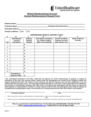 Retiree Reimbursement Account Form