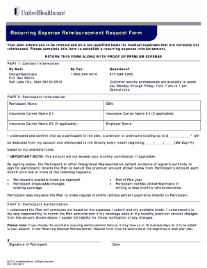 Recurring Expense Reimbursement Request Form
