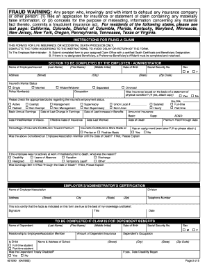 Proof of Loss for Life Insurance Claim