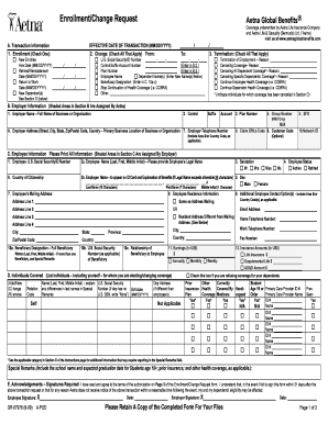 Aetna Global Benefits Enrollment Change Request