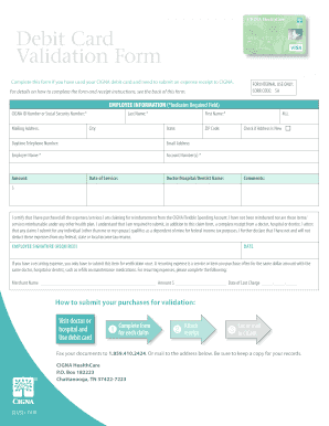 CIGNA Debit Card Validation Form