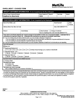 MetLife Group Life Insurance Enrollment Form
