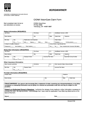 CIGNA VisionCare Claim Form