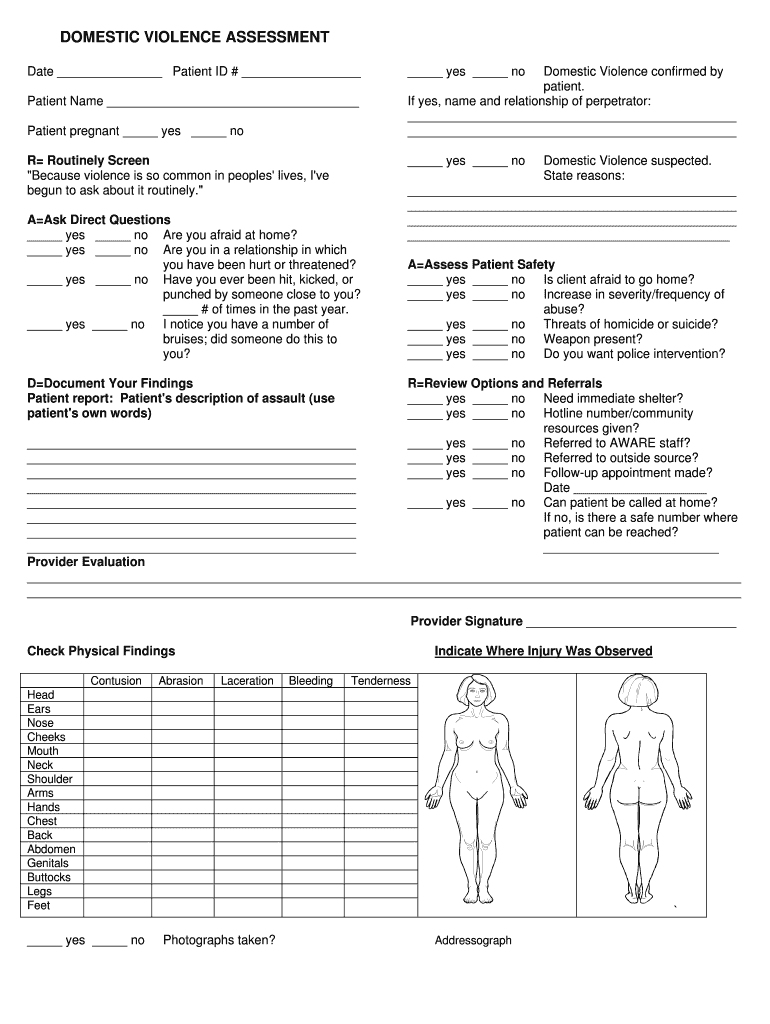 Fillable Online Domestic Violence Assessmentform Fax Email Print pdfFiller