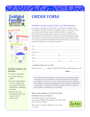 Faithful Families Program Order Form