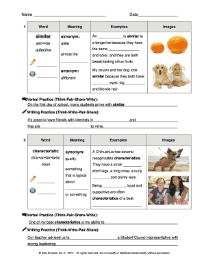 Vocabulary Worksheet