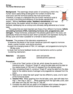 Human Menstrual Cycle Lab Worksheet