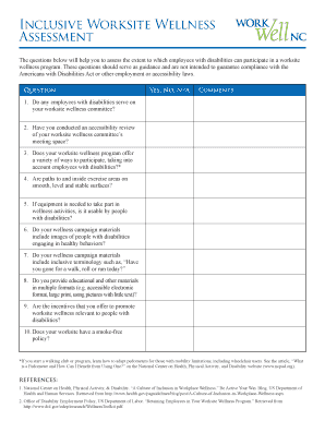 Worksite Wellness Assessment Form