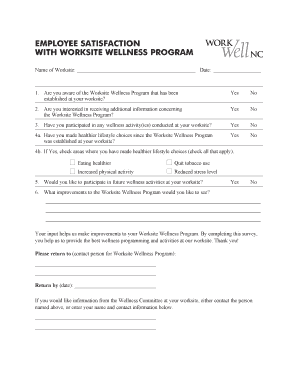 Employee Satisfaction Survey for Worksite Wellness Program