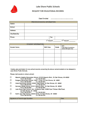 Request for Educational Records