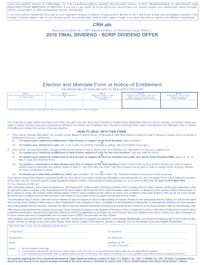 CRH plc Scrip Dividend Election Form
