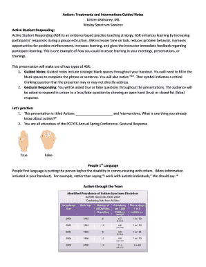 Autism Treatments and Interventions Guided Notes