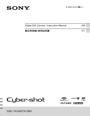 Sony DSC-TX100/TX100V Camera Registration Form