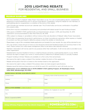 2015 Lighting Rebate Application