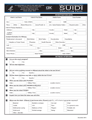 Sudden Unexplained Infant Death Investigation Form