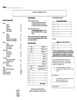 Sophomore Registration Form