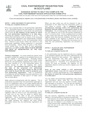 Civil Partnership Notice Application Form CP10