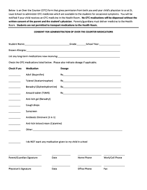 Over the Counter Medication Consent Form
