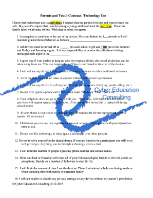 Parents and Youth Technology Use Contract