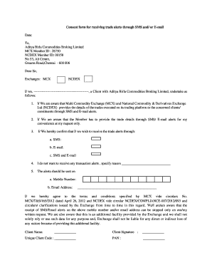 Commodity Trade Alert Consent Form