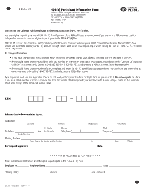 Colorado 401(k) Participant Information Form