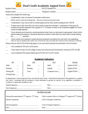 Dual Credit Academic Appeal Form