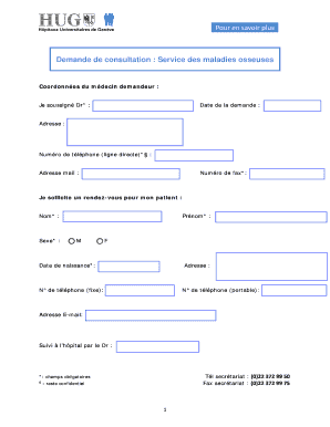 Demande de consultation : Service des maladies osseuses