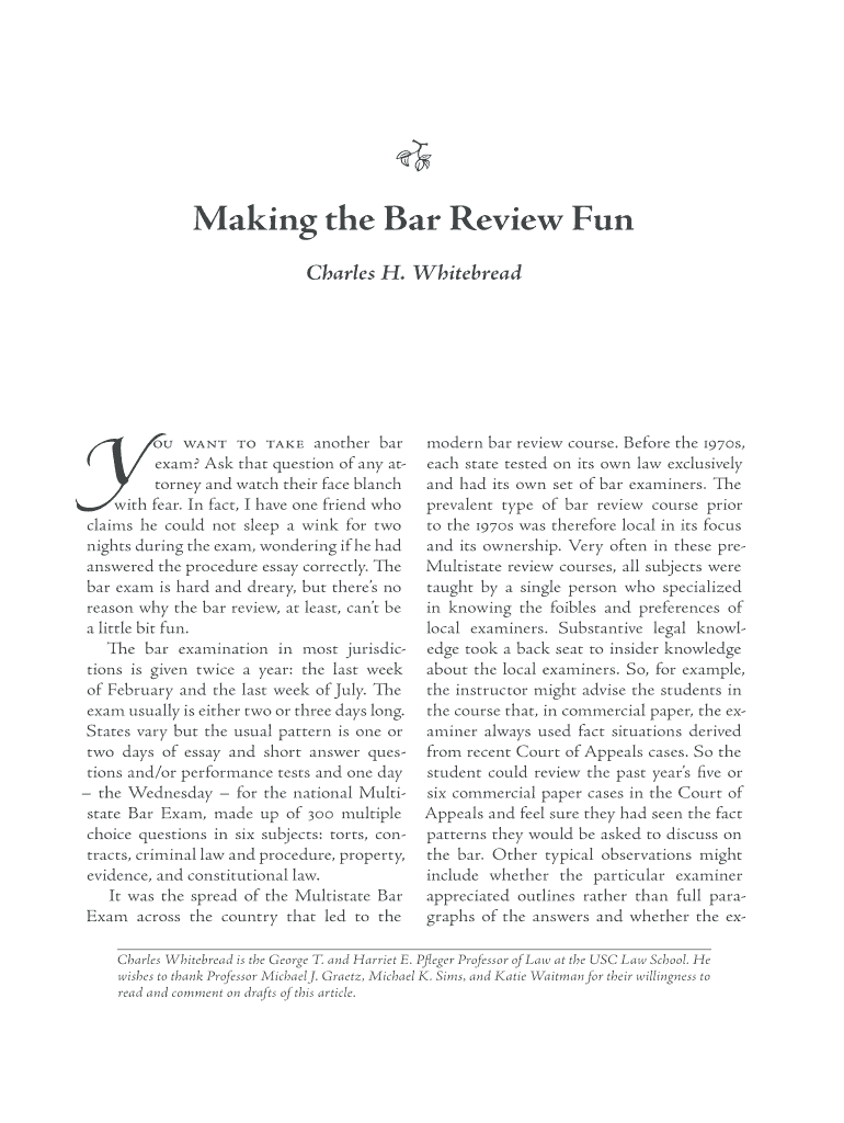Fillable Online Making the Bar Review Fun Fax Email Print pdfFiller