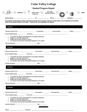 Student Progress Report Form