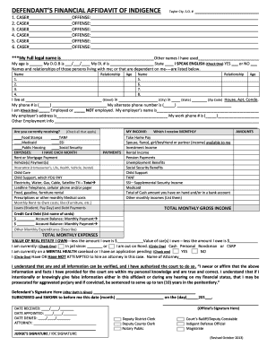 Defendant's Financial Affidavit of Indigence